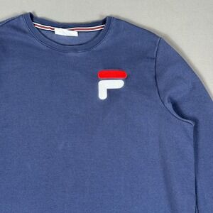 Fila Sweatshirt Mens XL Navy Blue Crewneck Pullover Big Logo Athletic